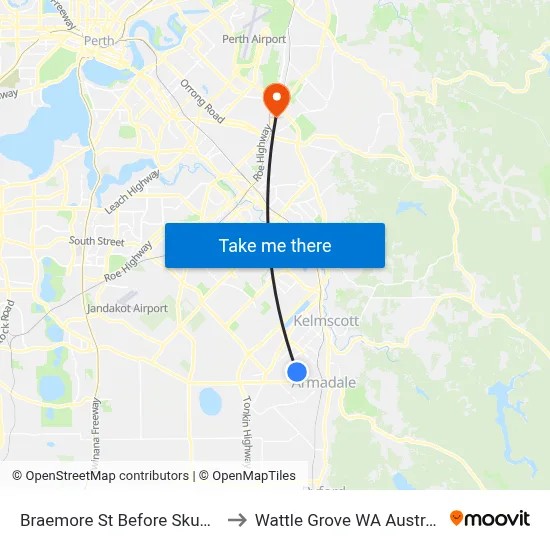 Braemore St Before Skua Gr to Wattle Grove WA Australia map