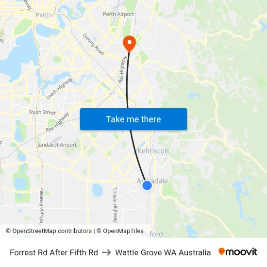 Forrest Rd After Fifth Rd to Wattle Grove WA Australia map