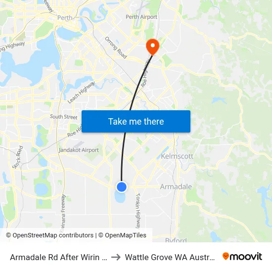 Armadale Rd After Wirin Rd to Wattle Grove WA Australia map
