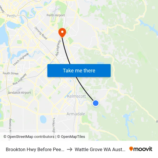 Brookton Hwy Before Peet Rd to Wattle Grove WA Australia map
