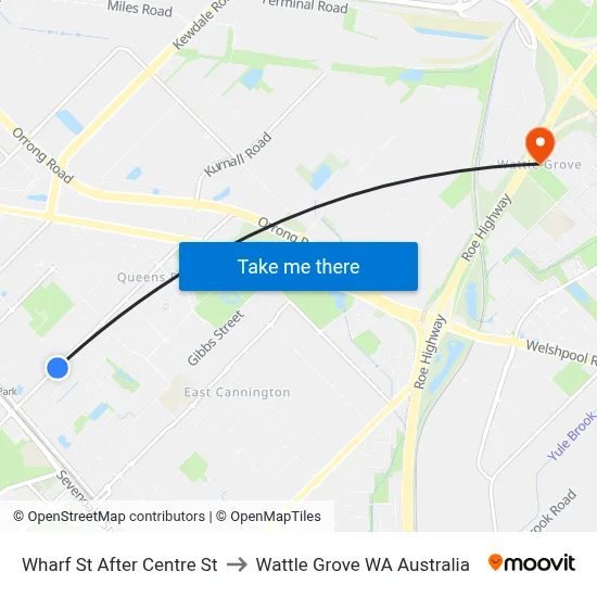 Wharf St After Centre St to Wattle Grove WA Australia map