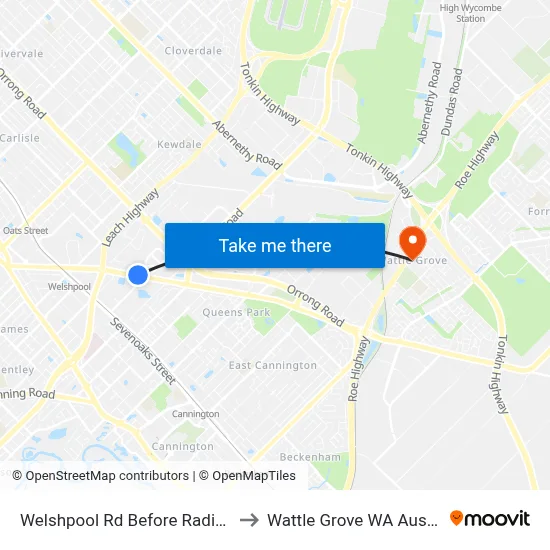 Welshpool Rd Before Radium St to Wattle Grove WA Australia map