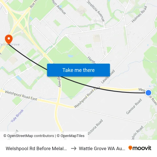 Welshpool Rd Before Melaleuca Rd to Wattle Grove WA Australia map