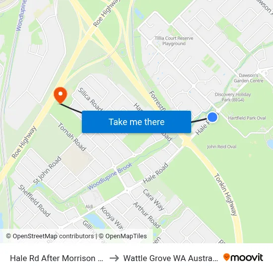 Hale Rd After Morrison Rd to Wattle Grove WA Australia map