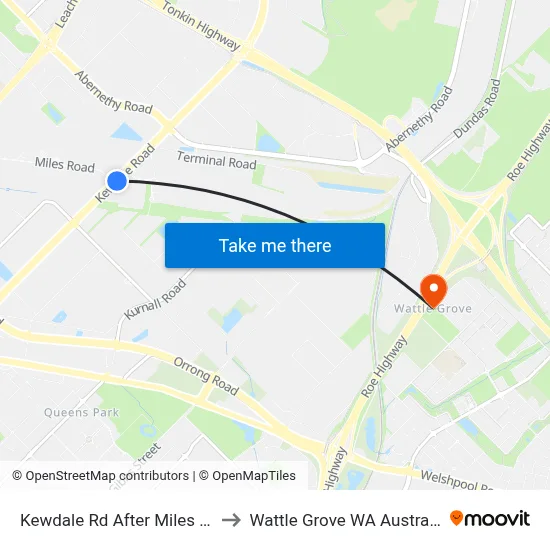 Kewdale Rd After Miles Rd to Wattle Grove WA Australia map