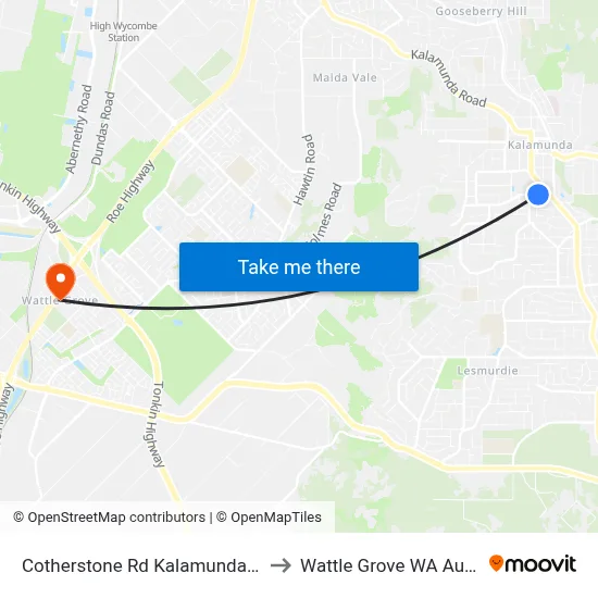 Cotherstone Rd Kalamunda Shs S4 to Wattle Grove WA Australia map