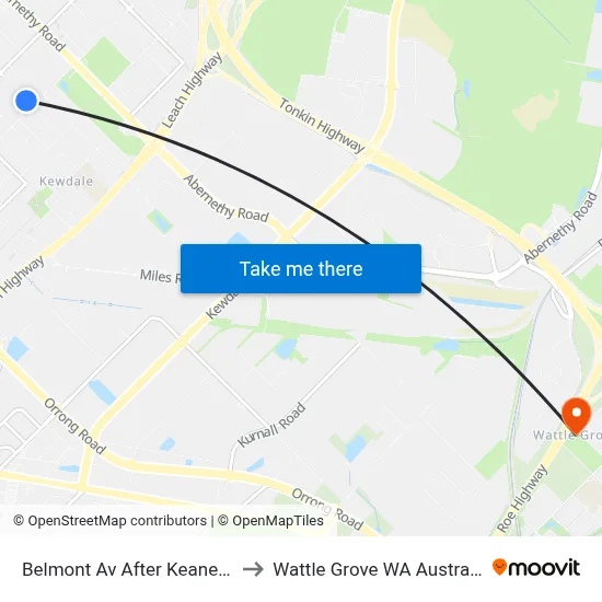 Belmont Av After Keane St to Wattle Grove WA Australia map