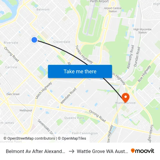 Belmont Av After Alexander Rd to Wattle Grove WA Australia map