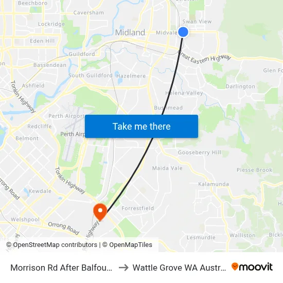 Morrison Rd After Balfour Rd to Wattle Grove WA Australia map