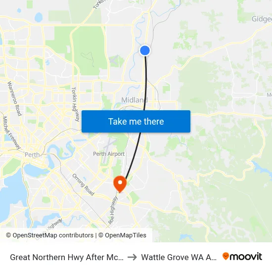 Great Northern Hwy After Mcdonald St to Wattle Grove WA Australia map