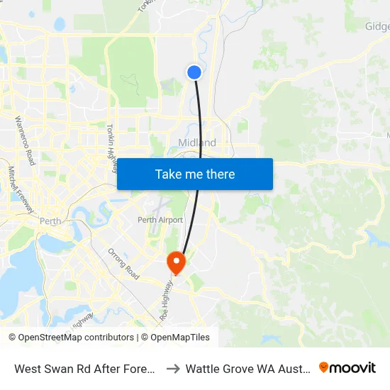 West Swan Rd After Forest Rd to Wattle Grove WA Australia map