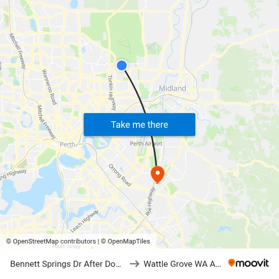 Bennett Springs Dr After Domatia Bvd to Wattle Grove WA Australia map