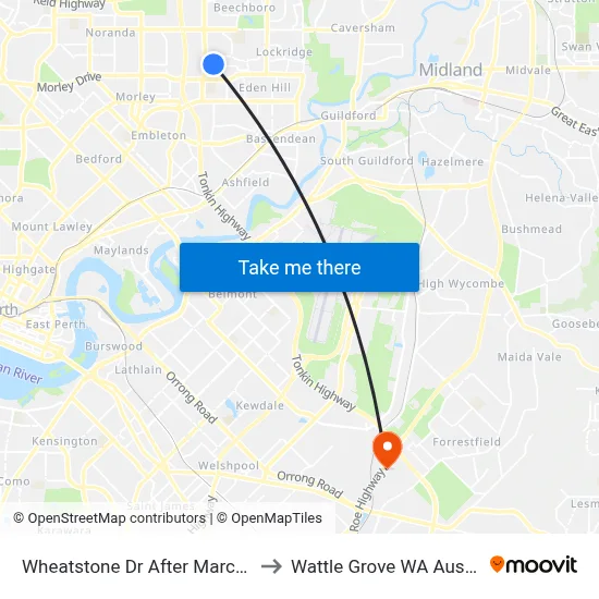 Wheatstone Dr After Marconi St to Wattle Grove WA Australia map
