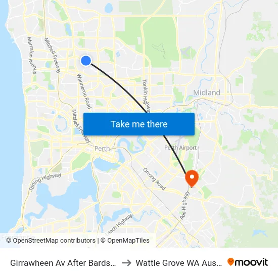 Girrawheen Av After Bardsley Av to Wattle Grove WA Australia map