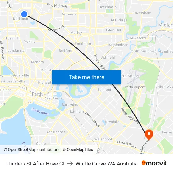 Flinders St After Hove Ct to Wattle Grove WA Australia map