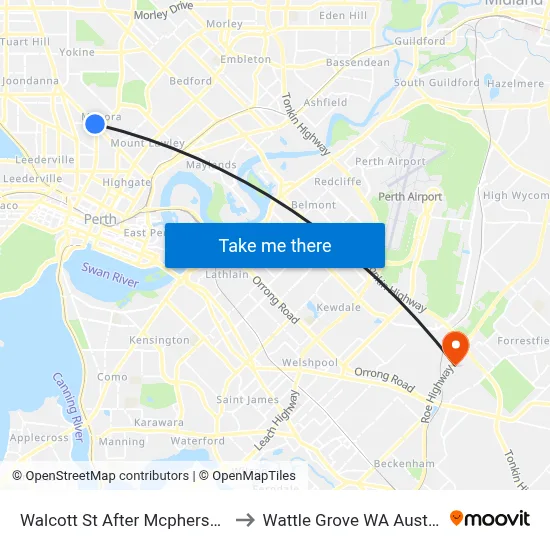 Walcott St After Mcpherson St to Wattle Grove WA Australia map