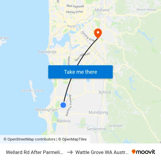 Wellard Rd After Parmelia Av to Wattle Grove WA Australia map
