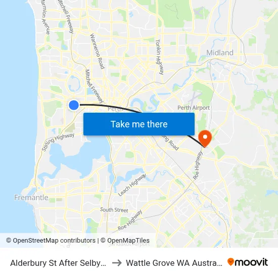 Alderbury St After Selby St to Wattle Grove WA Australia map