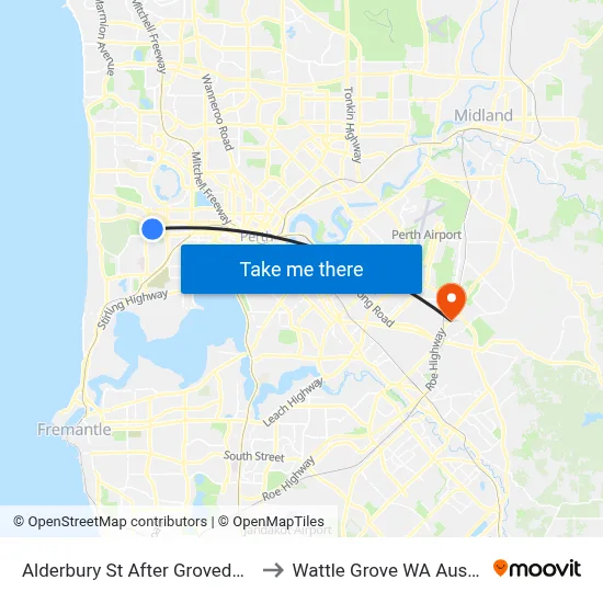 Alderbury St After Grovedale Rd to Wattle Grove WA Australia map