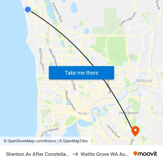 Shenton Av After Constellation Dr to Wattle Grove WA Australia map