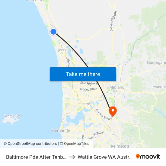 Baltimore Pde After Tenby Cl to Wattle Grove WA Australia map