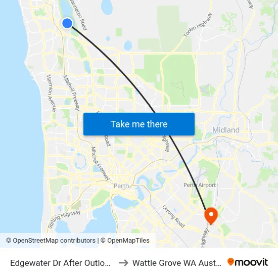 Edgewater Dr After Outlook Dr to Wattle Grove WA Australia map