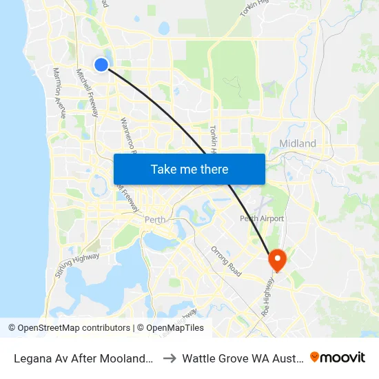 Legana Av After Moolanda Bvd to Wattle Grove WA Australia map