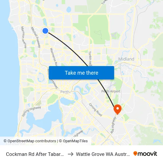 Cockman Rd After Tabard St to Wattle Grove WA Australia map