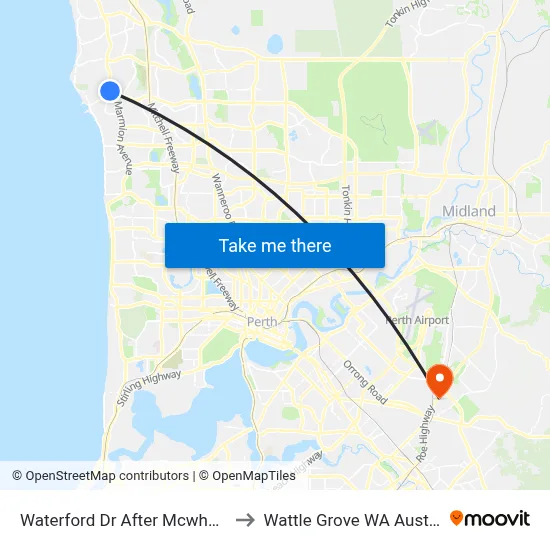 Waterford Dr After Mcwhae Rd to Wattle Grove WA Australia map