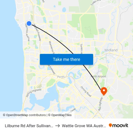 Lilburne Rd After Sullivan Rd to Wattle Grove WA Australia map