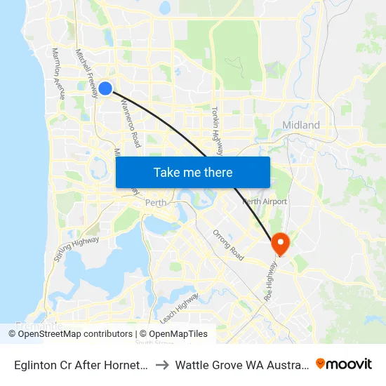 Eglinton Cr After Hornet St to Wattle Grove WA Australia map