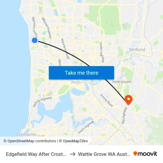 Edgefield Way After Croxton Pl to Wattle Grove WA Australia map