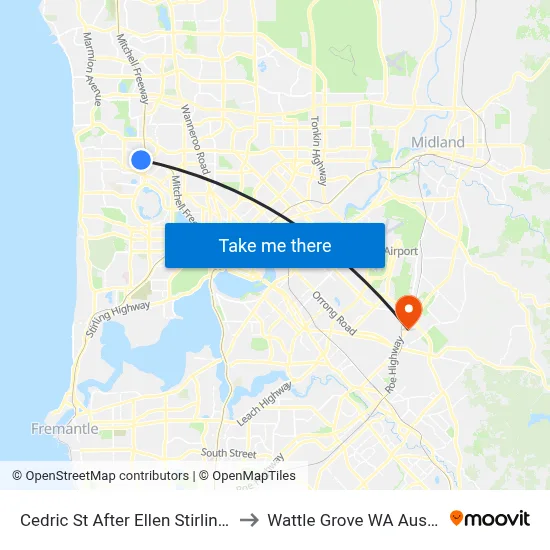 Cedric St After Ellen Stirling Bvd to Wattle Grove WA Australia map