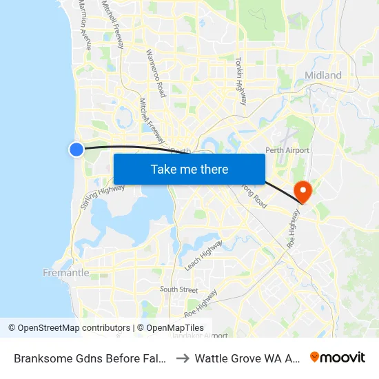 Branksome Gdns Before Falmouth Av to Wattle Grove WA Australia map