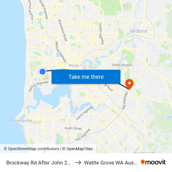 Brockway Rd After John 23rd Av to Wattle Grove WA Australia map