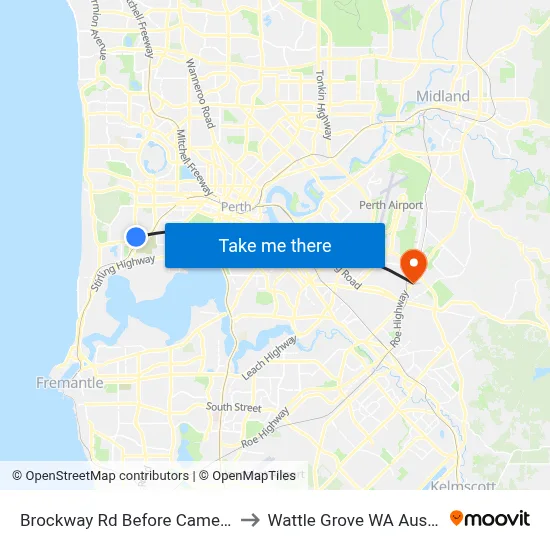 Brockway Rd Before Camelia Av to Wattle Grove WA Australia map
