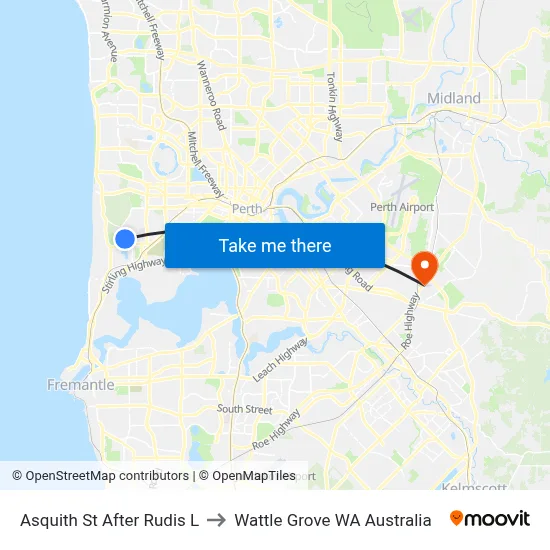 Asquith St After Rudis L to Wattle Grove WA Australia map