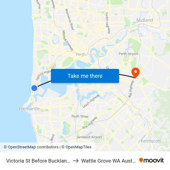 Victoria St Before Buckland Av to Wattle Grove WA Australia map