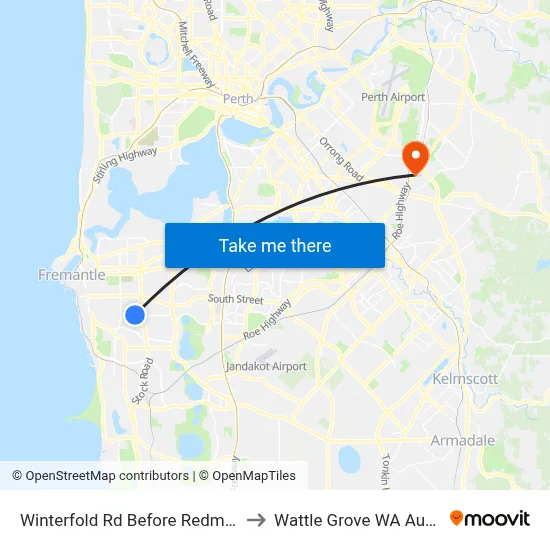 Winterfold Rd Before Redmond Rd to Wattle Grove WA Australia map