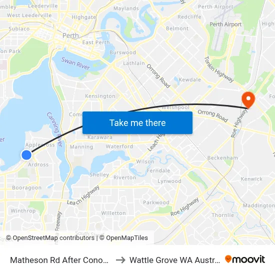 Matheson Rd After Conon Rd to Wattle Grove WA Australia map