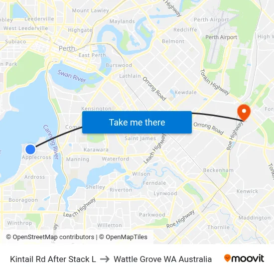 Kintail Rd After Stack L to Wattle Grove WA Australia map