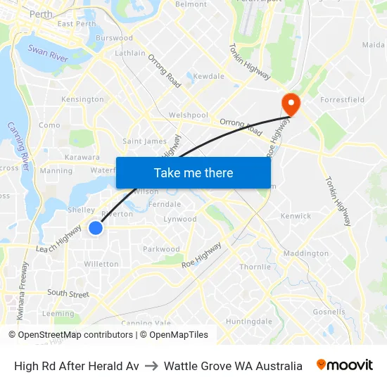 High Rd After Herald Av to Wattle Grove WA Australia map