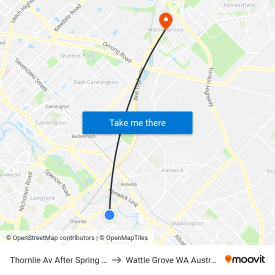 Thornlie Av After Spring Rd to Wattle Grove WA Australia map