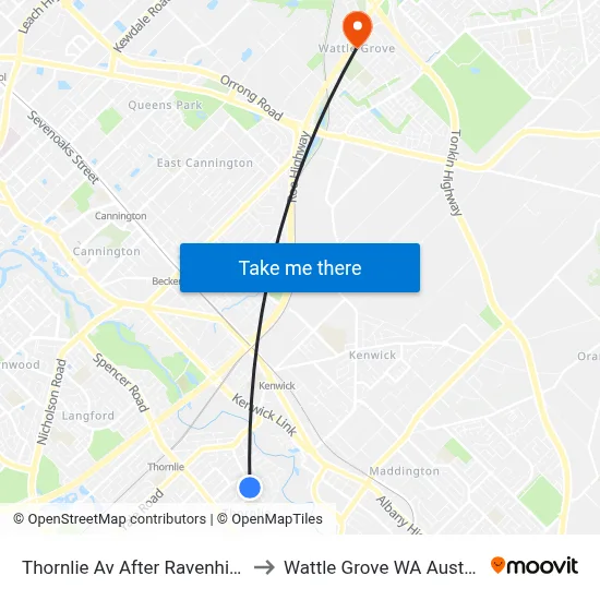 Thornlie Av After Ravenhill Rd to Wattle Grove WA Australia map