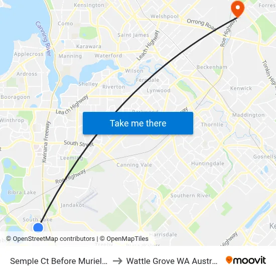 Semple Ct Before Muriel Ct to Wattle Grove WA Australia map