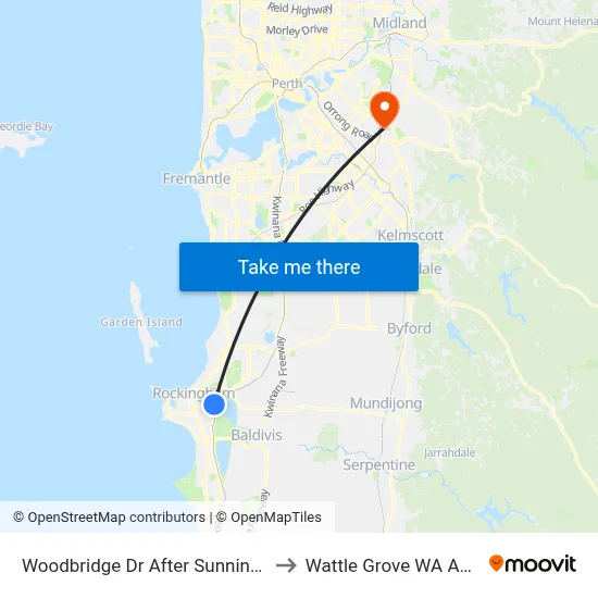 Woodbridge Dr After Sunningdale Cir to Wattle Grove WA Australia map
