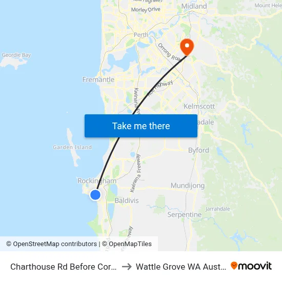 Charthouse Rd Before Coral Rd to Wattle Grove WA Australia map