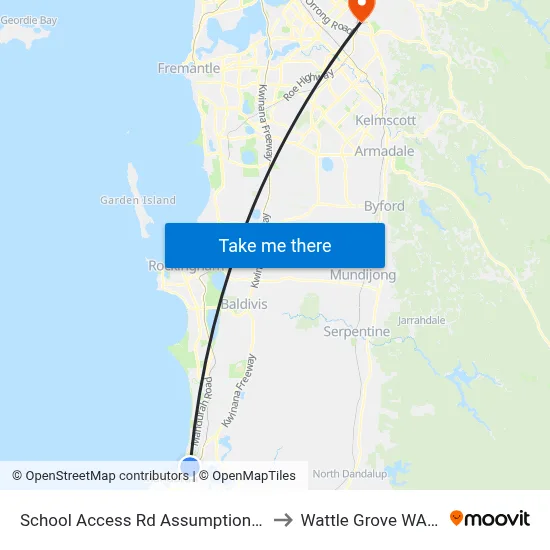 School Access Rd Assumption Cath Prim Sch to Wattle Grove WA Australia map