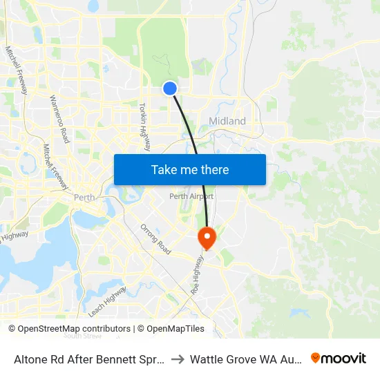 Altone Rd After Bennett Springs Dr to Wattle Grove WA Australia map