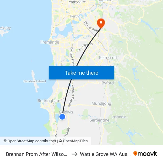 Brennan Prom After Wilson Pass to Wattle Grove WA Australia map